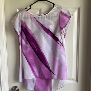 Short sleeve silk blouse in purple gray colors